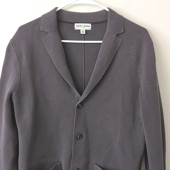 Crosby & Howard Mens Med Knit Blazer Jacket Sport Coat Gray Preppy Classic - Picture 3 of 8